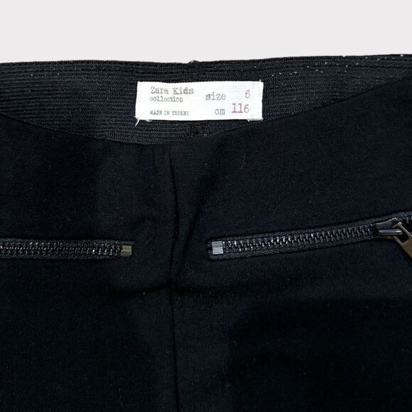 Zara Kids Black Moto Leggings - SZ 6 EUC - Picture 2 of 4